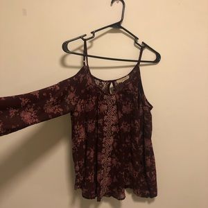 Burgundy off-the-shoulder top